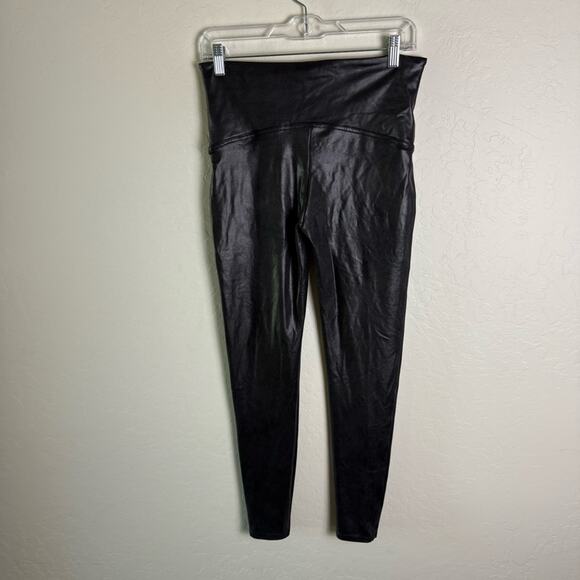 Spanx Faux Leather Leggings Black Coated Slimming Pull On XL NWT 2437 - Picture 7 of 14